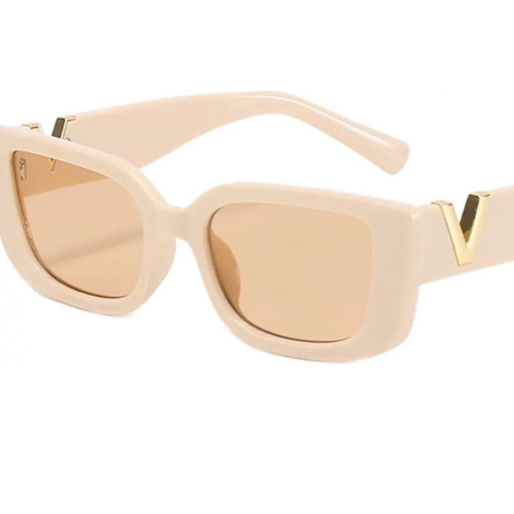 Chic Oversized Square Sunglasses - Creamy White Frame - UV Protection - New!